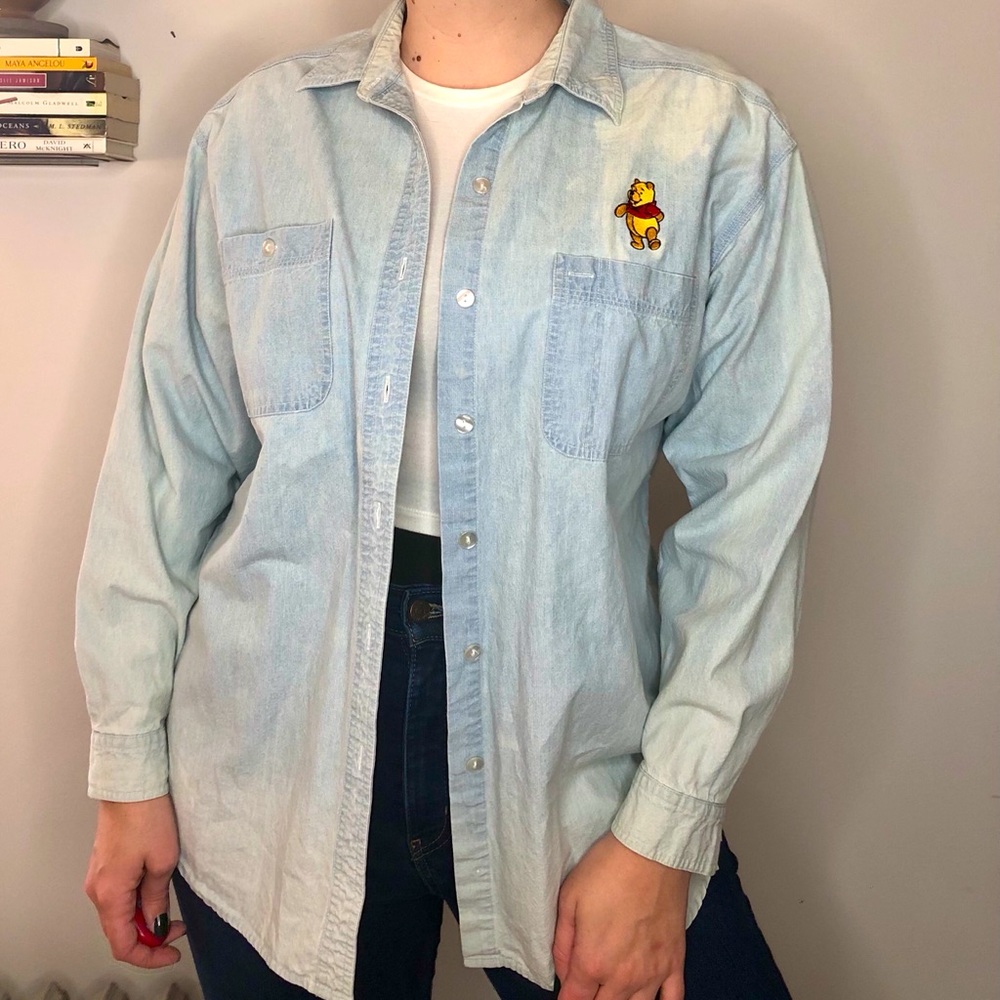 90s Walt Disney Winnie the Pooh denim button up LG